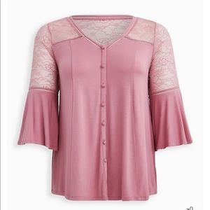 Pink super soft bell sleeve top